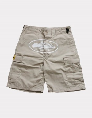 Beige Corteiz Guerillaz 21′ Cargo Shorts | UAE000113