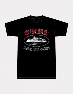 Black Corteiz 4Starz Alcatraz T-Shirt | UAE000047