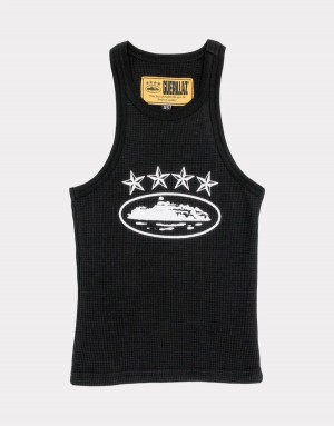 Black Corteiz 4Starz Alcatraz Tank Top | UAE000022