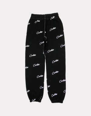 Black Corteiz All Over Print Joggers | UAE000143