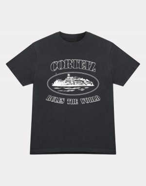 Black Corteiz OG Alcatraz T-Shirt | UAE000029