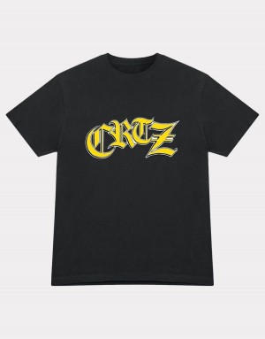 Black Corteiz Old English T-Shirt | UAE000046