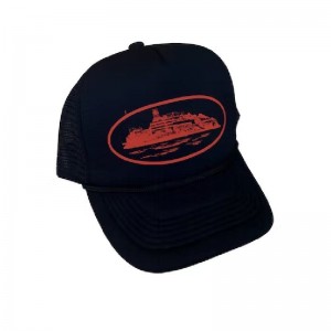 Black Red Corteiz Alcatraz Trucker Hat | UAE000274