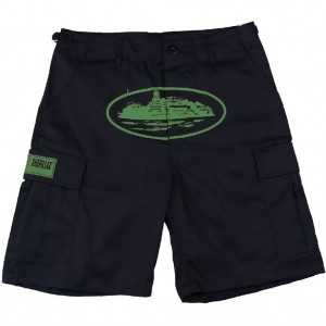 Black / Green Corteiz Guerillaz Shorts | UAE000100