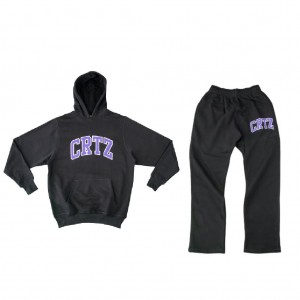 Black / Purple Corteiz Dropout Tracksuit | UAE000018