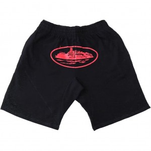 Black / Red Corteiz Alcatraz Shorts | UAE000112