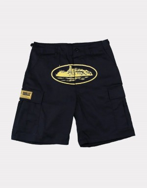 Black / Yellow Corteiz Guerillaz 21′ Shorts | UAE000110