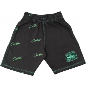 Green / Black Corteiz Division 21′ Shorts | UAE000116