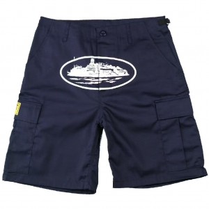 Navy Corteiz Guerillaz 21′ Shorts | UAE000103