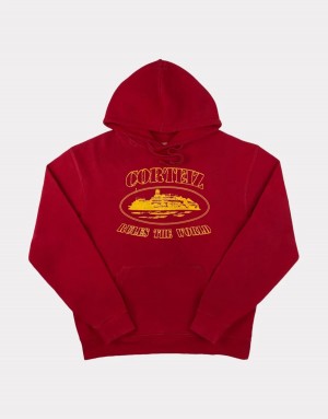 Red Corteiz OG Alcatraz Hoodie | UAE000203