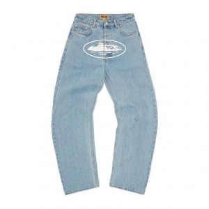 Washed Blue Corteiz ALCATRAZ BAGGY Jeans | UAE000153