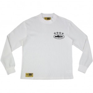 White Corteiz 4Starz Alcatraz Waffle Longsleeve Shirt | UAE000096