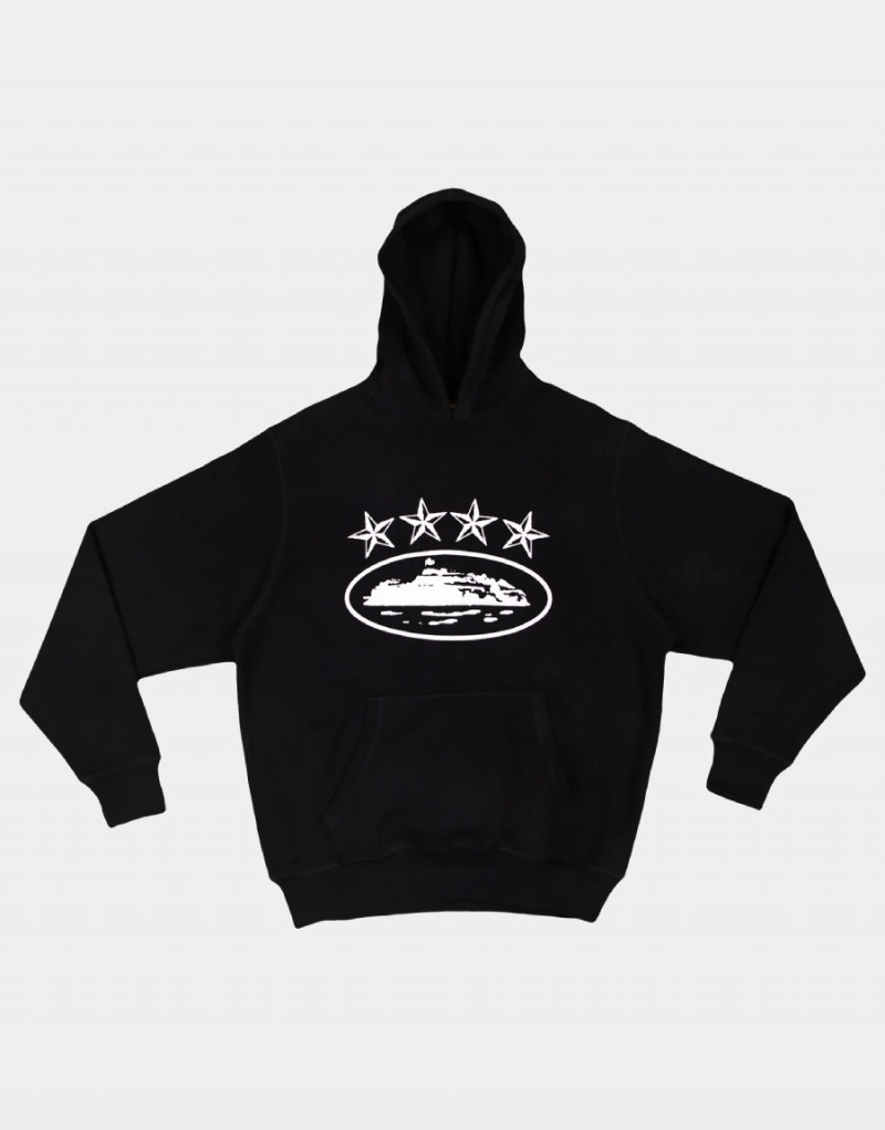 Black Corteiz 4Starz Alcatraz Hoodie | UAE000195