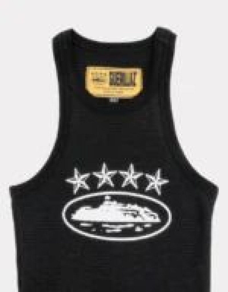 Black Corteiz 4Starz Alcatraz Tank Top | UAE000022