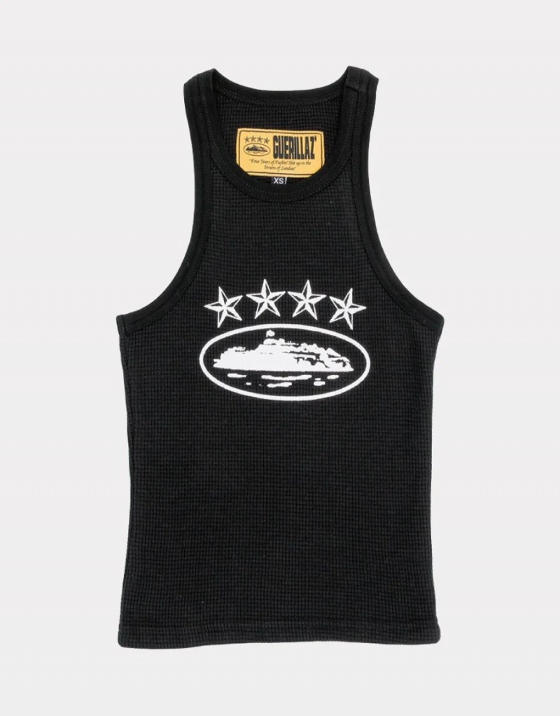 Black Corteiz 4Starz Alcatraz Tank Top | UAE000022