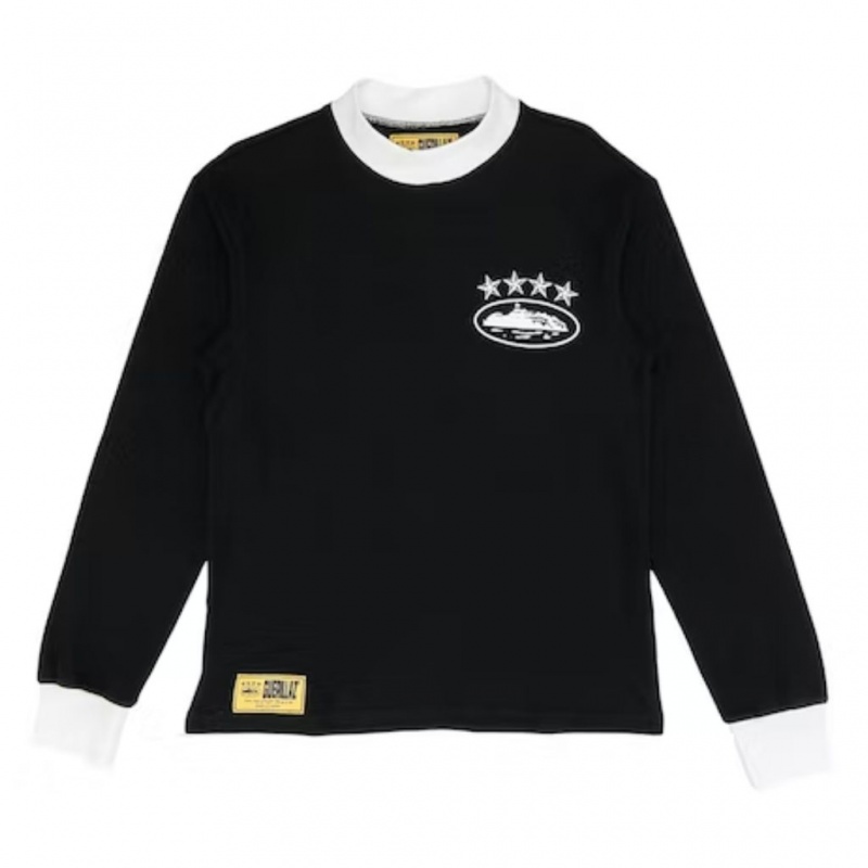 Black Corteiz 4Starz Alcatraz Waffle Longsleeve Shirt | UAE000079