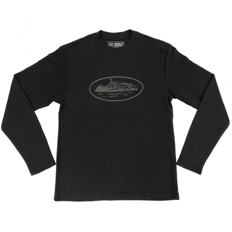 Black Corteiz Alcatraz Waffle L/S T-shirt | UAE000087