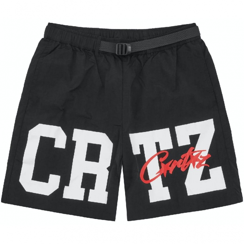 Black Corteiz CRTZ Nylon Shorts | UAE000134