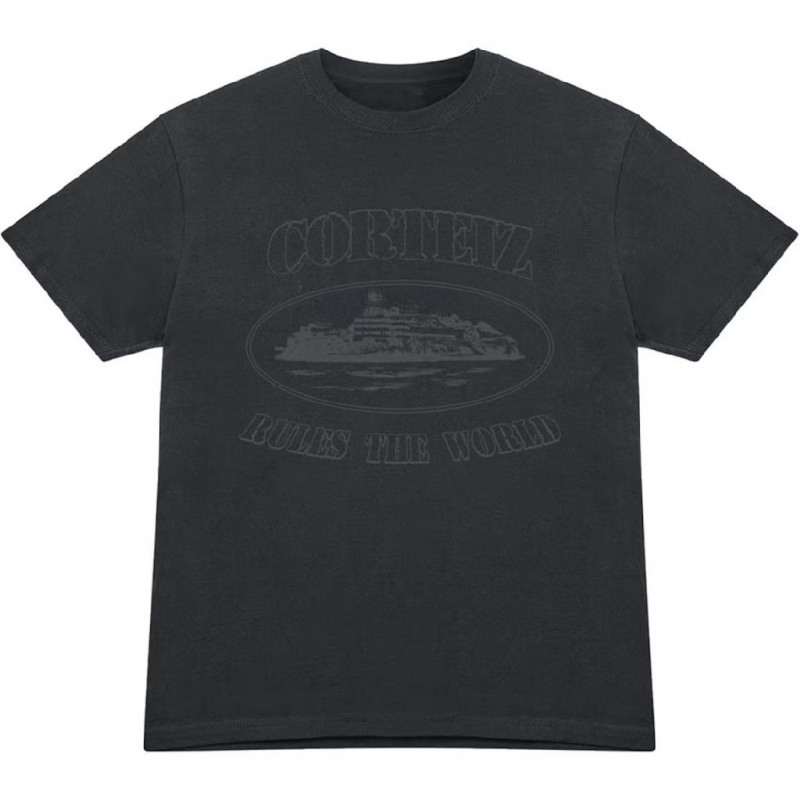 Black Corteiz OG Alcatraz T-Shirt | UAE000038