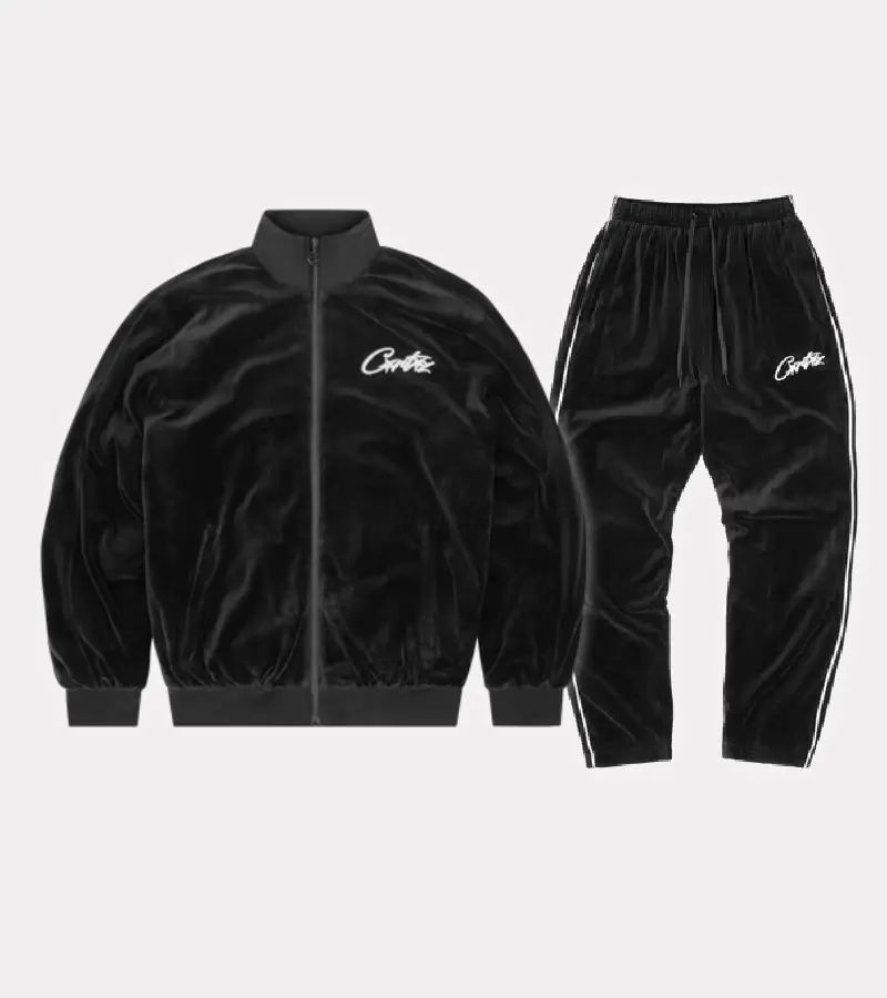 Black Corteiz VVS Velour Tracksuit | UAE000015