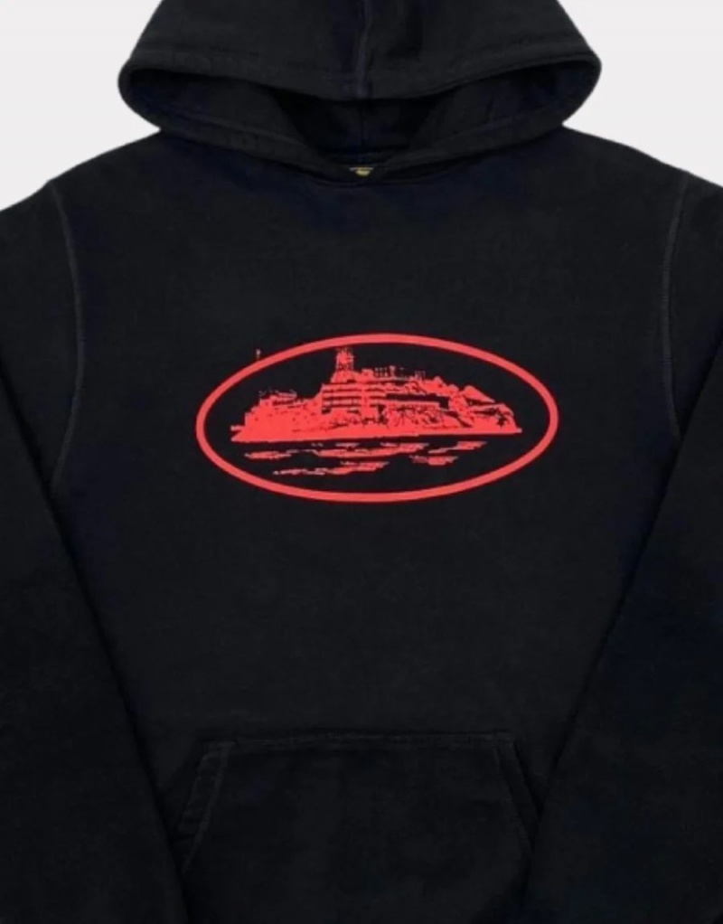 Black / Red Corteiz Alcatraz Hoodie | UAE000210