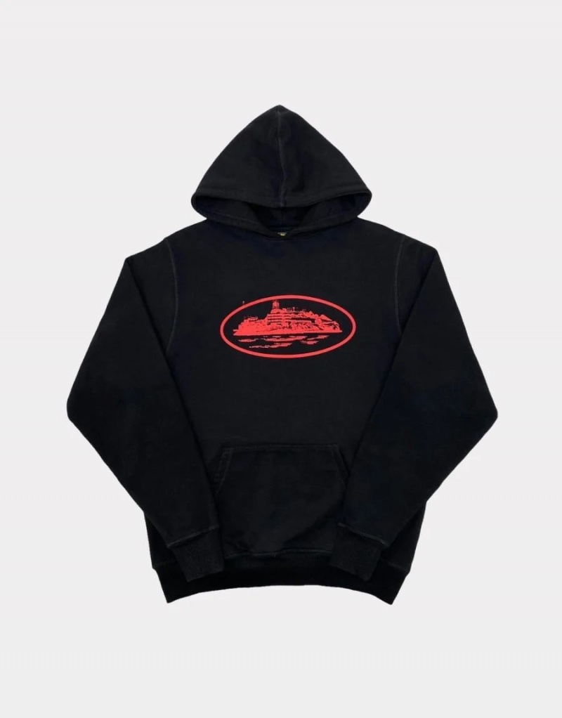 Black / Red Corteiz Alcatraz Hoodie | UAE000210