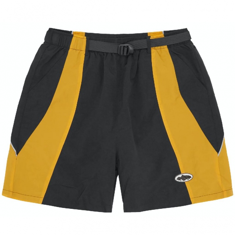 Black / Yellow Corteiz Spring Shorts | UAE000140