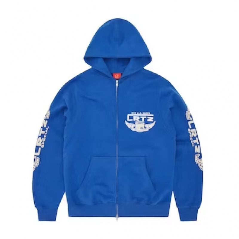 Blue Corteiz Gasolina Double Zip Hoodie | UAE000213