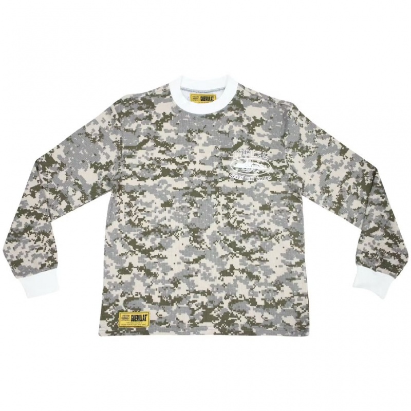 Digi Camo Corteiz Alcatraz Insignia Waffle Longsleeve Shirt | UAE000081