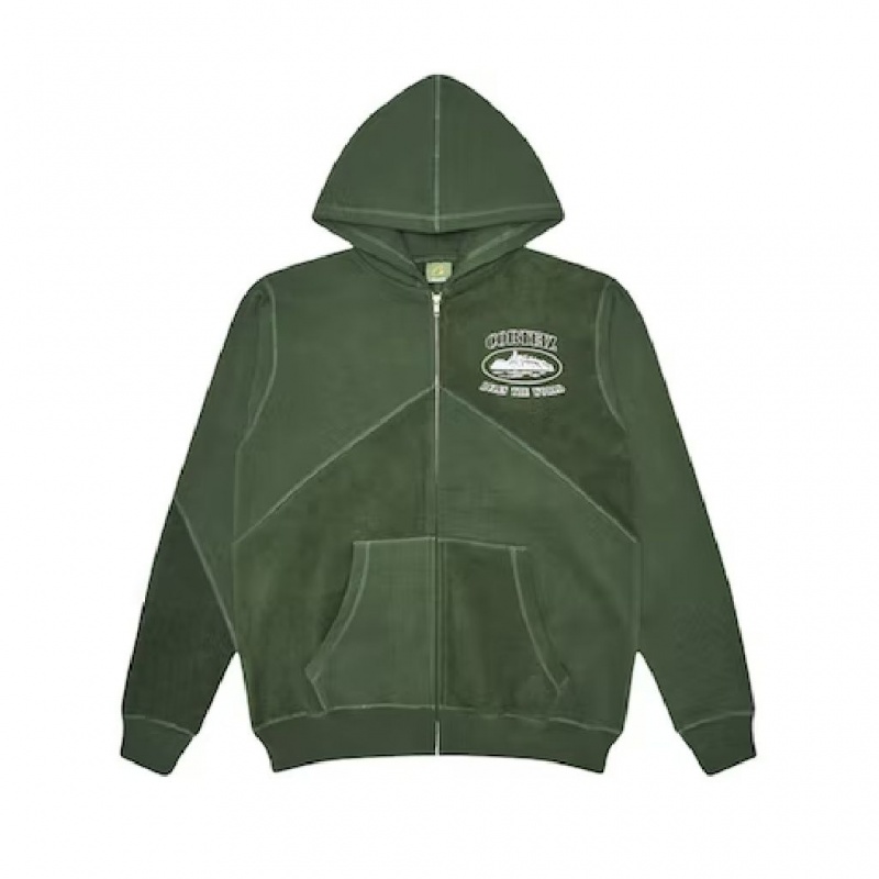 Forrest Green Corteiz Superior V2 Zip Up Hoodie | UAE000207