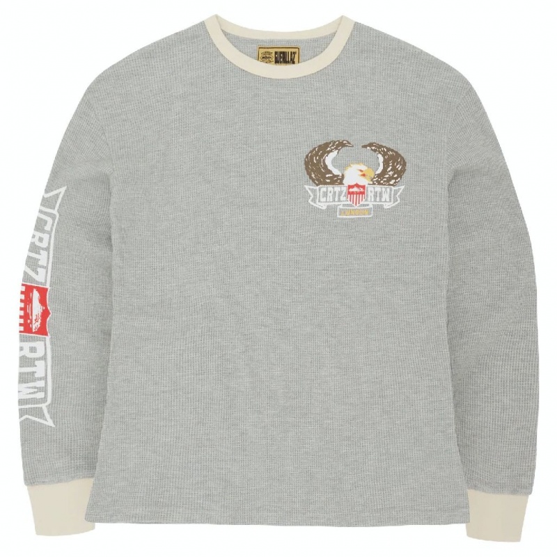 Grey Corteiz Dipset Eagle Waffle Longsleeve Sweatshirt | UAE000094