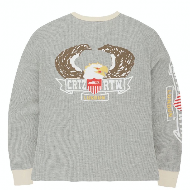 Grey Corteiz Dipset Eagle Waffle Longsleeve Sweatshirt | UAE000094