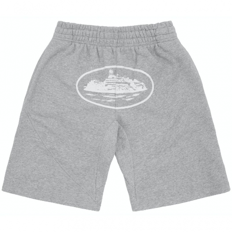 Heather Grey Corteiz OG Alcatraz Shorts | UAE000131