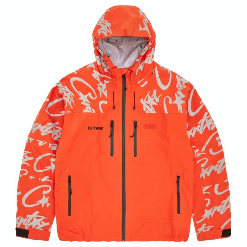 Orange Corteiz Elitework Waterproof Shell Jacket | UAE000156