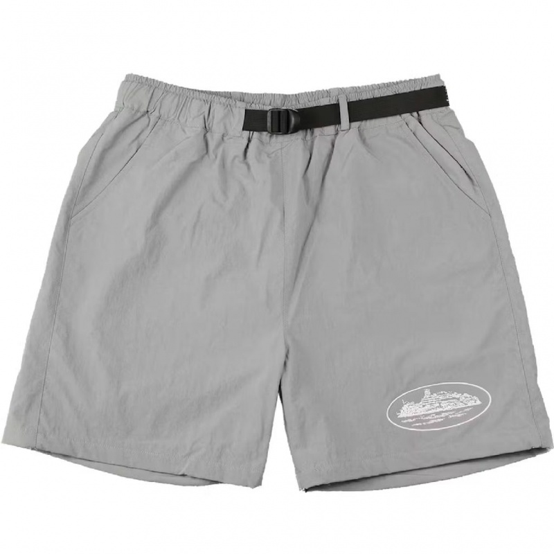 Silver Corteiz Nylon Litework Shorts | UAE000130