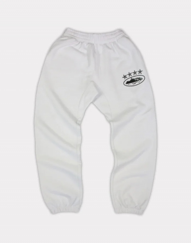 White Corteiz 4Starz Alcatraz Sweatpants | UAE000154