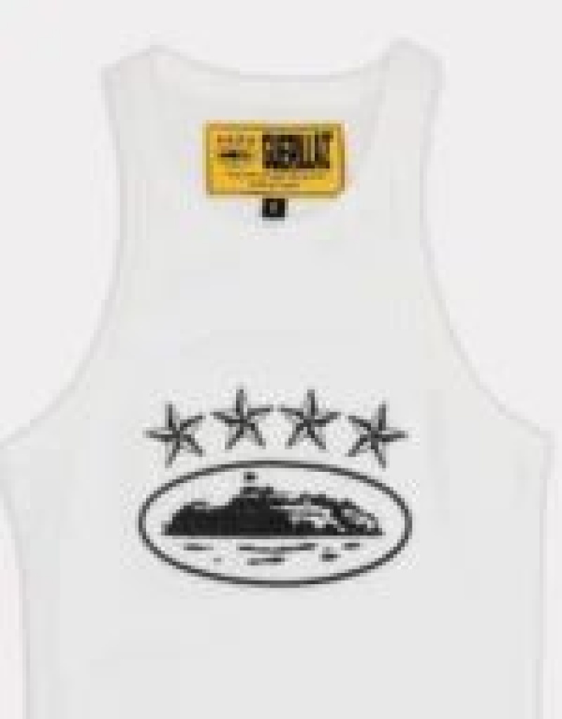 White Corteiz 4Starz Alcatraz Tank Top | UAE000027