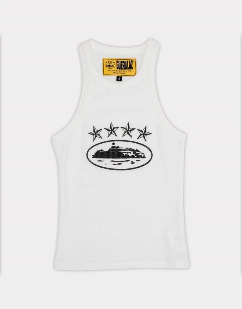 White Corteiz 4Starz Alcatraz Tank Top | UAE000027