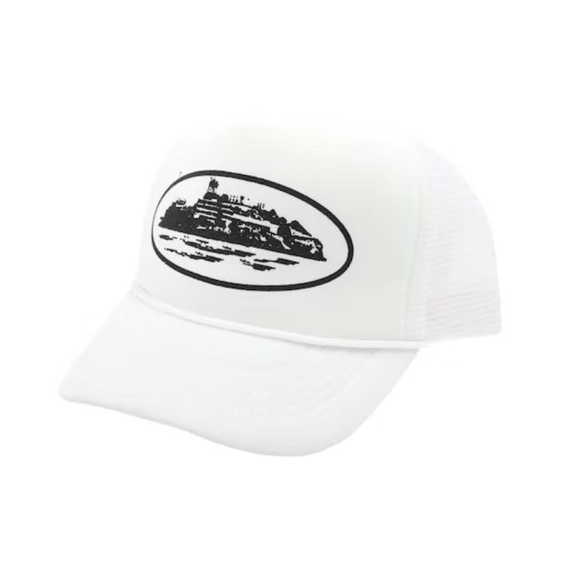 White Corteiz Alcatraz Trucker Hat | UAE000268