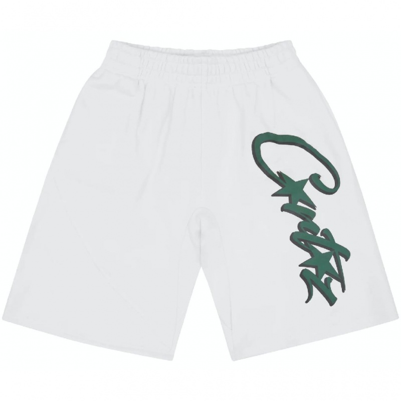 White / Green Corteiz Allstarz Shorts | UAE000118